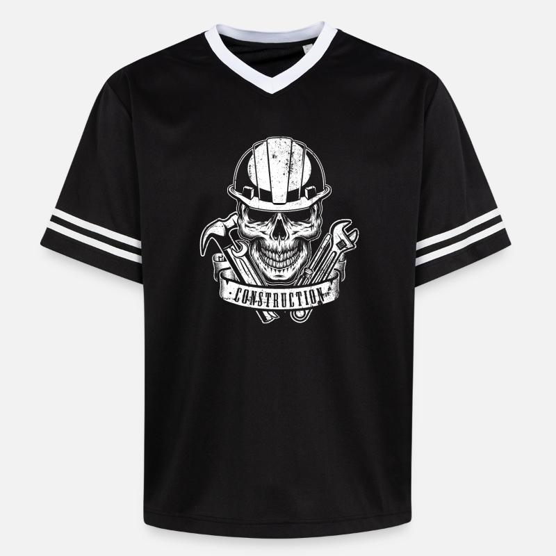 Équipement de construction de crâne - Unisex Football Style Mesh T-Shirt - noir/blanc