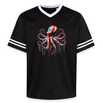 Krake - Unisex Football Style Mesh T-Shirt - Schwarz/Weiß - Vorne - AI Model Female 172 light (172cm) & AI Model Male 185 light (185cm)