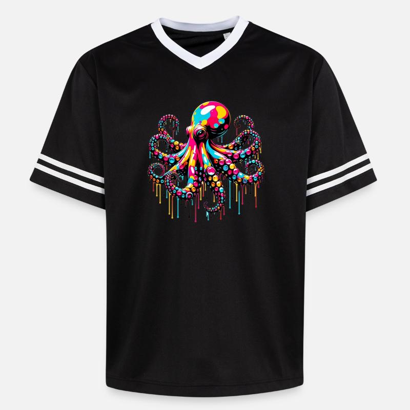 Krake - Unisex Football Style Mesh T-Shirt - Schwarz/Weiß