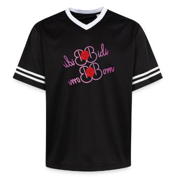Bidi Bidi Bom Bom - panish Dance - Spanish Fiesta - Unisex Football Style Mesh T-Shirt - black/white - Front - AI Model Female 172 light (172cm) & AI Model Male 185 light (185cm)