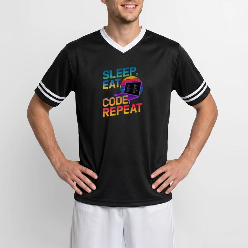 Sleep Eat Code Repeat Gift pour Coder T-shirt de foot unisexe en mesh