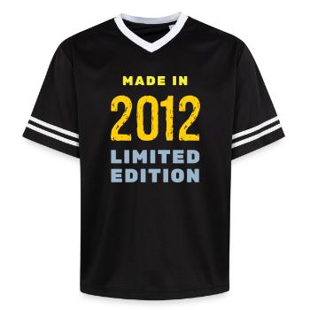2012 - Unisex Football Style Mesh T-Shirt - black/white - Front - AI Model Female 172 light (172cm) & AI Model Male 185 light (185cm)