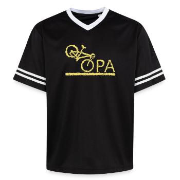 bester Opa Fahrrad Mountainbike Radeln Kritzeln - Unisex Football Style Mesh T-Shirt - Schwarz/Weiß - Vorne - AI Model Female 172 light (172cm) & AI Model Male 185 light (185cm)