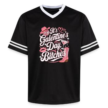 Lustige Party zum Galentine‘s Day - Unisex Football Style Mesh T-Shirt - Schwarz/Weiß - Vorne - AI Model Female 172 light (172cm) & AI Model Male 185 light (185cm)