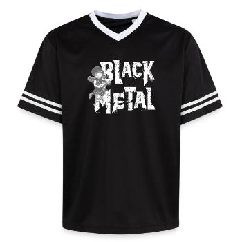 BLACK METAL - Unisex Football Style Mesh T-Shirt - Schwarz/Weiß - Vorne - AI Model Female 172 light (172cm) & AI Model Male 185 light (185cm)