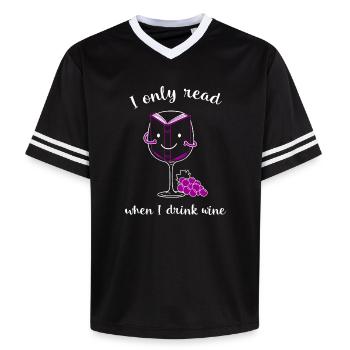 Ich lese nur wenn ich Wein trinke. - Unisex Football Style Mesh T-Shirt - Schwarz/Weiß - Vorne - AI Model Female 172 light (172cm) & AI Model Male 185 light (185cm)