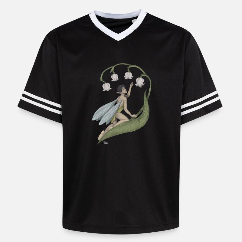 Pixie mit Maiglöckchen - Unisex Football Style Mesh T-Shirt - Schwarz/Weiß