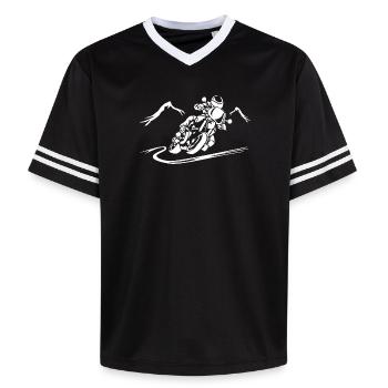 Silhouette de moto à grande vitesse - T-shirt de foot unisexe en mesh - noir/blanc - Devant - AI Model Female 172 light (172cm) & AI Model Male 185 light (185cm)