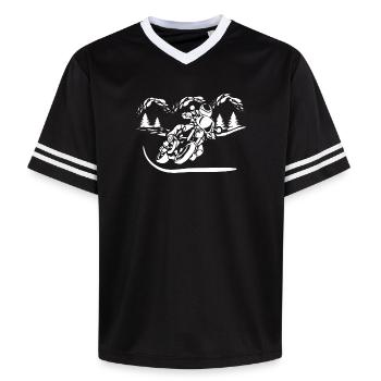 Silhouette de Moto Forêt - T-shirt de foot unisexe en mesh - noir/blanc - Devant - AI Model Female 172 light (172cm) & AI Model Male 185 light (185cm)