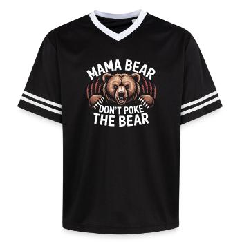 Fierce Mama Bear Warning Art Mothers Day Gift - Unisex Football Style Mesh T-Shirt - black/white - Front - AI Model Female 172 light (172cm) & AI Model Male 185 light (185cm)