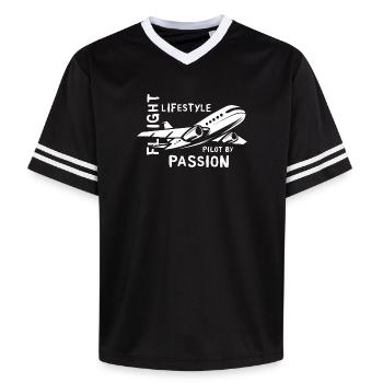 Airplane Passion Lifestyle - Pilotes et Vol - T-shirt de foot unisexe en mesh - noir/blanc - Devant - AI Model Female 172 light (172cm) & AI Model Male 185 light (185cm)