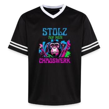Fière de mon chaos – DIY Monkey - T-shirt de foot unisexe en mesh - noir/blanc - Devant - AI Model Female 172 light (172cm) & AI Model Male 185 light (185cm)