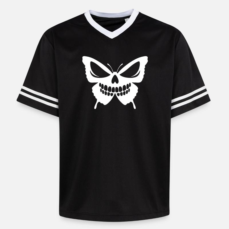 Conception complexe de crâne de papillon - T-shirt de foot unisexe en mesh - noir/blanc