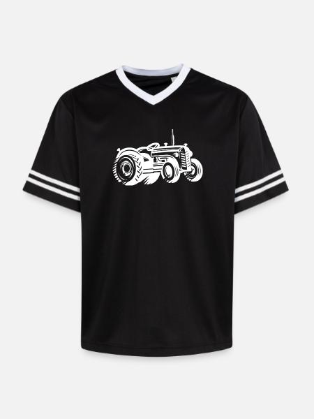 Tractor Silhouette Farmer Agriculture - Unisex Football Style Mesh T-Shirt - black/white
