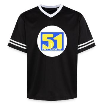 Logo emblématique de La Marne en couleurs vives - T-shirt de foot unisexe en mesh - noir/blanc - Devant - AI Model Female 172 light (172cm) & AI Model Male 185 light (185cm)