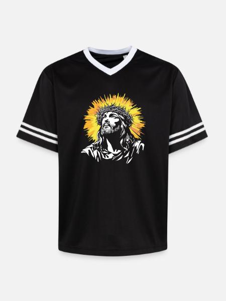 Holy Jesus Christ motif - Unisex Football Style Mesh T-Shirt - black/white
