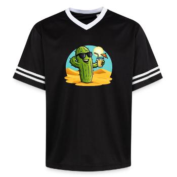 Kaktus Sommer - Unisex Football Style Mesh T-Shirt - Schwarz/Weiß - Vorne - AI Model Female 172 light (172cm) & AI Model Male 185 light (185cm)
