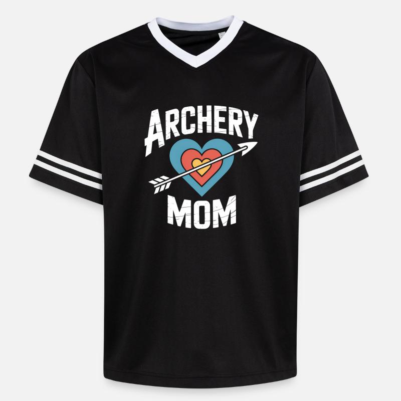 Bogenschießen Spruch Mutter Bogenschießen Geschenk - Unisex Football Style Mesh T-Shirt - Schwarz/Weiß