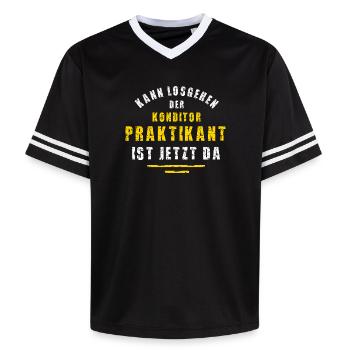 Confectioner Intern Confectionery Internship Baker - Unisex Football Style Mesh T-Shirt - black/white - Front - AI Model Female 172 light (172cm) & AI Model Male 185 light (185cm)