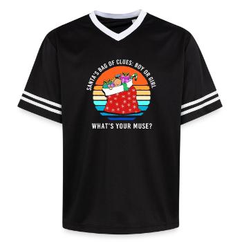 Expectant Mom Mom Christmas - Unisex Football Style Mesh T-Shirt - black/white - Front - AI Model Female 172 light (172cm) & AI Model Male 185 light (185cm)