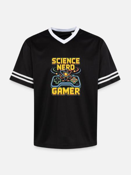 Science Nerd Gamer Atom Controller Wissenschaft - T-shirt de foot unisexe en mesh - noir/blanc