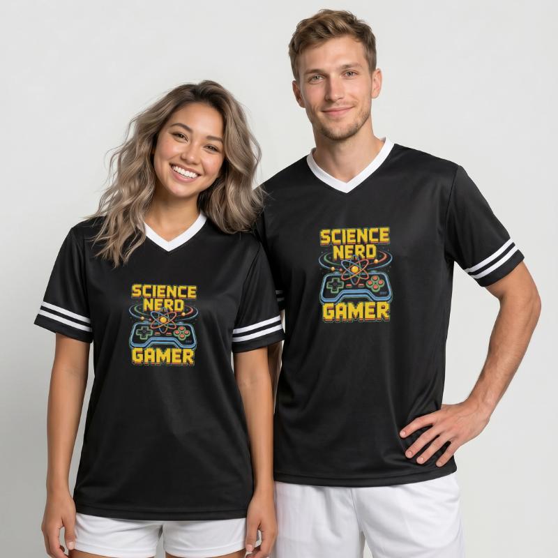 Science Nerd Gamer Atom Controller Wissenschaft T-shirt de foot unisexe en mesh
