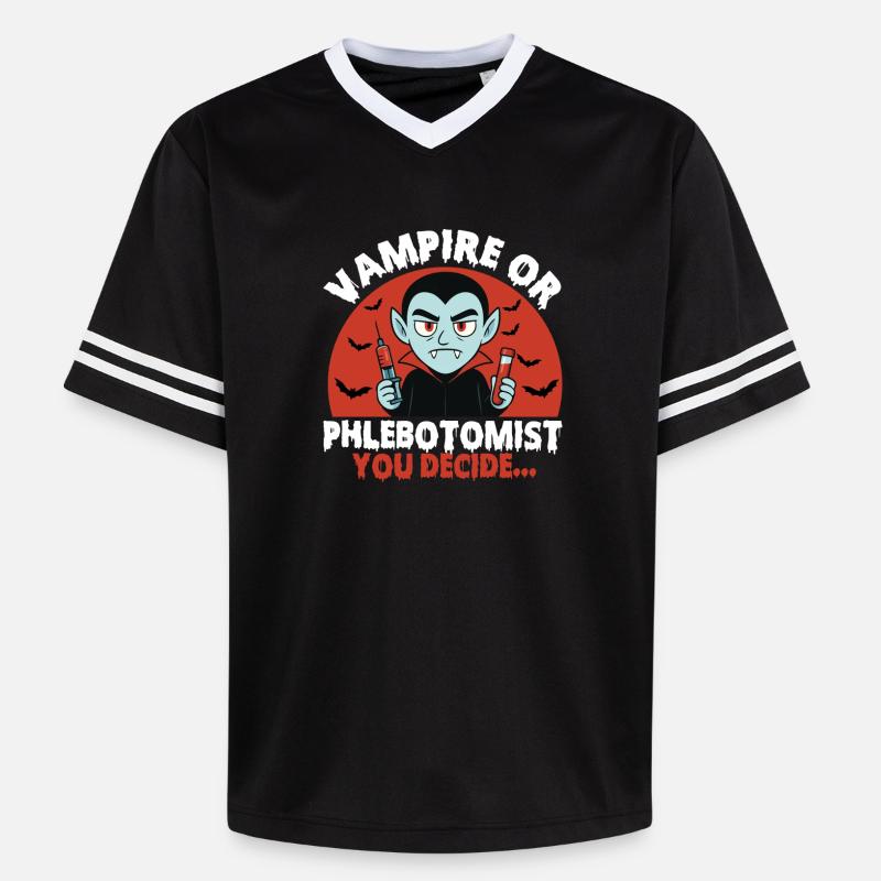 Vampir oder Phlebotomiker, du entscheidest... - Unisex Football Style Mesh T-Shirt - Schwarz/Weiß