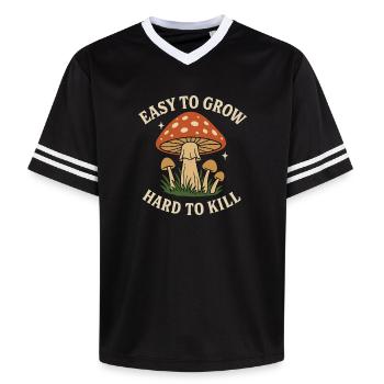Mushroom Motif: Easy to Plant, Hard to Kill - Unisex Football Style Mesh T-Shirt - black/white - Front - AI Model Female 172 light (172cm) & AI Model Male 185 light (185cm)