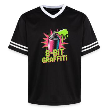 8-Bit Graffiti Pop Culture Retro Video Game - Unisex Football Style Mesh T-Shirt - black/white - Front - AI Model Female 172 light (172cm) & AI Model Male 185 light (185cm)