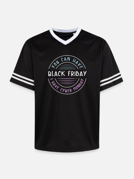 Kaufrausch Cyber Monday - Unisex Football Style Mesh T-Shirt - Schwarz/Weiß