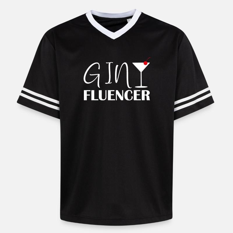 Ginfluencer Gin Statement Gin Trinker Spruch - Unisex Football Style Mesh T-Shirt - Schwarz/Weiß