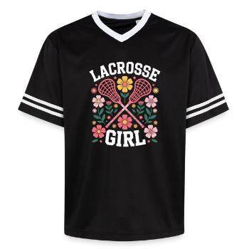 Lacrosse Disant Fille Drôle Lacrosse Cadeau - T-shirt de foot unisexe en mesh - noir/blanc - Devant - AI Model Female 172 light (172cm) & AI Model Male 185 light (185cm)