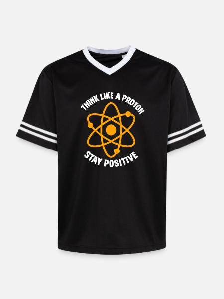 Proton Positive Thinking Atom Graphic - Unisex Football Style Mesh T-Shirt - black/white