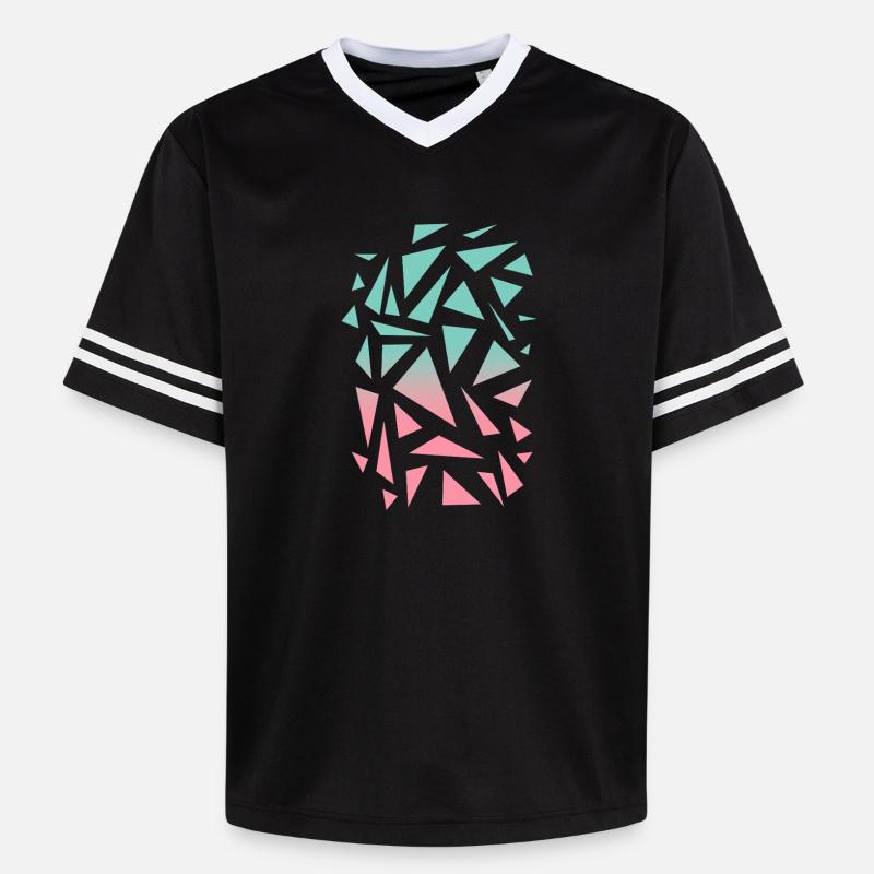 Triangle Pattern - Turquoise Pink - Unisex Football Style Mesh T-Shirt - black/white