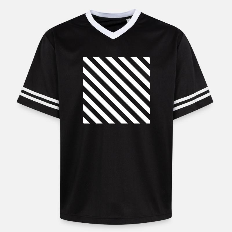Diagonal Stripe Mono Pattern - Unisex Football Style Mesh T-Shirt - black/white