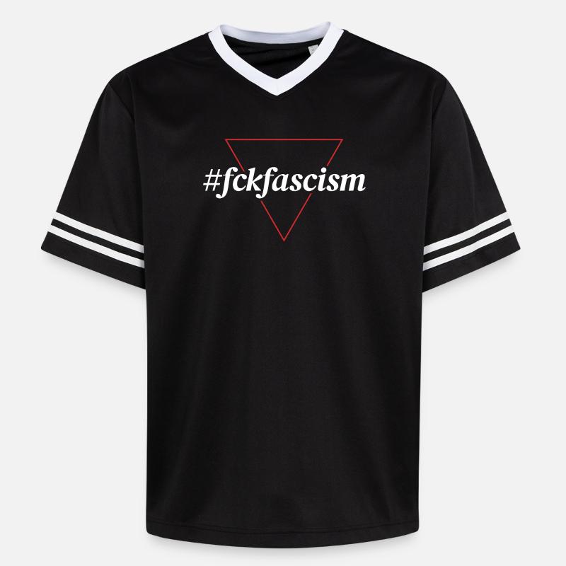 #fckfascism | Conception d’une déclaration politique - T-shirt de foot unisexe en mesh - noir/blanc