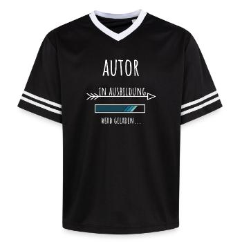Kreatives Schreiben Student Beruf Ausbildung Autor - Unisex Football Style Mesh T-Shirt - Schwarz/Weiß - Vorne - AI Model Female 172 light (172cm) & AI Model Male 185 light (185cm)
