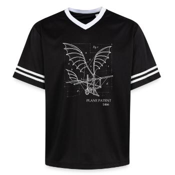 Brevet d’avion Blueprint Wings 1466 - T-shirt de foot unisexe en mesh - noir/blanc - Devant - AI Model Female 172 light (172cm) & AI Model Male 185 light (185cm)