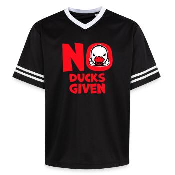 Gans No Ducks Given Mittelfinger Freche Ente Cool - Unisex Football Style Mesh T-Shirt - Schwarz/Weiß - Vorne - AI Model Female 172 light (172cm) & AI Model Male 185 light (185cm)
