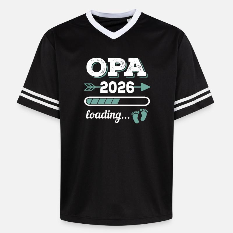 Opa 2026 Loading Werdender Großater Geschenkidee - Unisex Football Style Mesh T-Shirt - Schwarz/Weiß