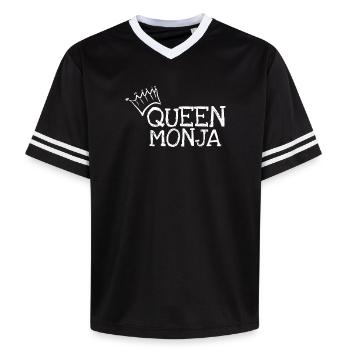 Prénom Monja - T-shirt de foot unisexe en mesh - noir/blanc - Devant - AI Model Female 172 light (172cm) & AI Model Male 185 light (185cm)