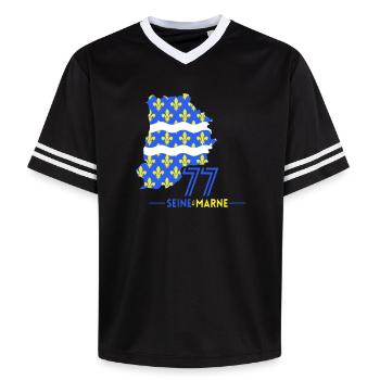 Seine et Marne 77 - Unisex Football Style Mesh T-Shirt - black/white - Front - AI Model Female 172 light (172cm) & AI Model Male 185 light (185cm)