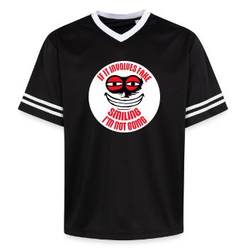 S’il s’agit d’un faux sourire, je ne vais pas le dire - T-shirt de foot unisexe en mesh - noir/blanc - Devant - AI Model Female 172 light (172cm) & AI Model Male 185 light (185cm)