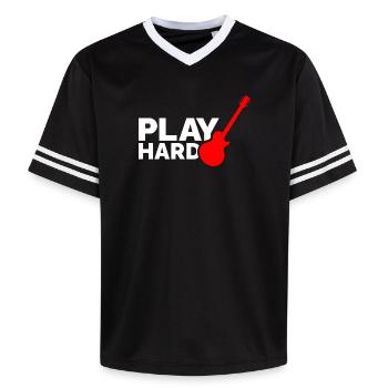 Play Hard - Unisex Football Style Mesh T-Shirt - black/white - Front - AI Model Female 172 light (172cm) & AI Model Male 185 light (185cm)
