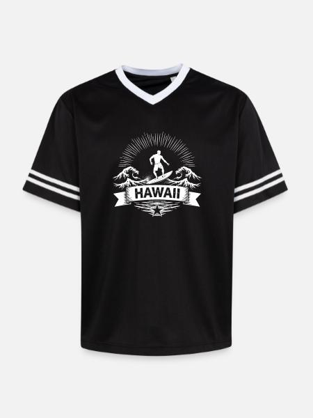 Hawaii Surfer Surfer on Pacific Wave - Unisex Football Style Mesh T-Shirt - black/white