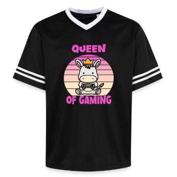 Reine du jeu - T-shirt de foot unisexe en mesh - noir/blanc - Devant - AI Model Female 172 light (172cm) & AI Model Male 185 light (185cm)