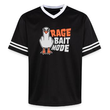 Rage Bait Fashion Seagull Bird Nasty Funny Provocation - Unisex Football Style Mesh T-Shirt - black/white - Front - AI Model Female 172 light (172cm) & AI Model Male 185 light (185cm)