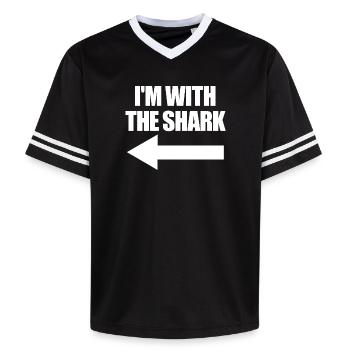 Hai-Kostüm für Kinder – Eltern: Ich bin mit dem Ha - Unisex Football Style Mesh T-Shirt - Schwarz/Weiß - Vorne - AI Model Female 172 light (172cm) & AI Model Male 185 light (185cm)