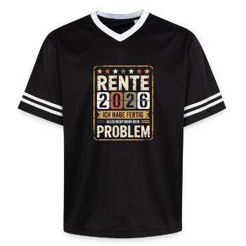 Rente 2026 Ich Habe Fertig - Unisex Football Style Mesh T-Shirt - Schwarz/Weiß - Vorne - AI Model Female 172 light (172cm) & AI Model Male 185 light (185cm)