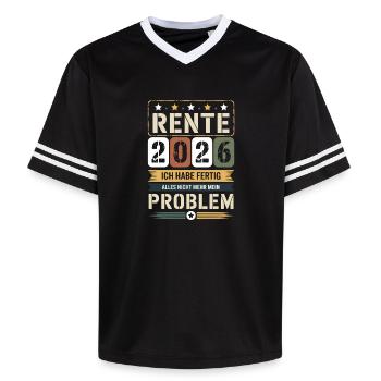 Rente 2026 Ich habe fertig - Unisex Football Style Mesh T-Shirt - Schwarz/Weiß - Vorne - AI Model Female 172 light (172cm) & AI Model Male 185 light (185cm)
